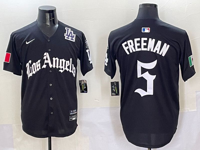 Men Los Angeles Dodgers #5 Freeman Black Five generations Joint Name 2025 Nike MLB Jersey style 12